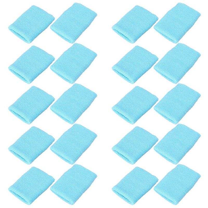 Mallofusa 10 Pack Colorful Sports Basketball Football Absorbent Wristband Party Outdoor Activity (Light Blue) - Image 1